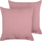 Beliani Rinkinys 2 dekoratyvinės pagalvės AALITA Medvilnė 45 x 45 cm Raudona Striped
