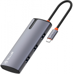 Tellur USB-C hub, 1xPD 3.0 100W, 1xHDMI 4K, 3xUSB 3.0, aluminum, Pilkas