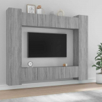 TV staliukas TV spintelių komplektas, 8 dalių, pilkas ąžuolo, mediena