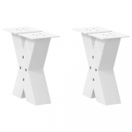 Kavos staliuko kojelės, X formos, 2 vnt., baltos, 40x(30-31) cm, plienas