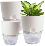 Oem Savaime laistantis gėlių vazonas &ndash; 14.5 cm &ndash; baltas &ndash; su