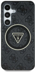 Guess 4G Glitter Triangle Mygtukai MagSafe Samsung Galaxy S25 Ultra dėklas telefonui juodos spalvos