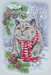 LetiStitch luca S Kryželių siuvinėjimo rinkinys "Žiemos katė" 19x28cm SLETIL8997