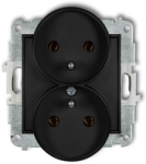 Karlik Elektrotechnik Karlik Dvigubas lizdas Karlik Icon 12IGPR-2z rėmui su įžeminimu 2x2P+Z be srovės kelio sklendių, juodas matinis