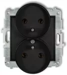 Karlik Elektrotechnik Karlik Lizdas dvigubas &bdquo;Icon 12IGPR-2&ldquo; rėmui su įžeminimu 2x2P+Z be srovės takų sklendžių, juodas kilimėlis
