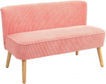 HOMCOM 2 vietų mink&scaron;ta sofa Dvigulė sofa Dvivietė sofa i&scaron; poliesterio putų, pana&scaron;i į virvę, skirta svetainei, miegamajam 117 x 56,5 x 77 cm rožinė