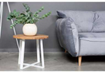 LOFT R Baltas &Oslash;60 ąžuolinis apvalus žurnalinis staliukas : Apdaila - Be apdailos, Auk&scaron;tis - 47cm