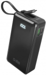 Ne&scaron;iojamoji baterija SBS 10000 mAh 20W su integruotu USB-C laidu ir skaitmeniniu ekranu - juodas