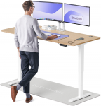 Elektrinis Reguliuojamo: Auk&scaron;čio stalas Desktronic HomePro Bambukas/Baltas, 180x80cm, Dvigubas motoras, USB ir USB-C įkrovimo lizdai