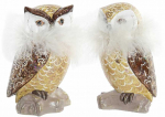 Kalėdų papuo&scaron;alai DKD Home Decor Pelėda Derva (7,5 x 7,5 x 14 cm) (2 vnt.)