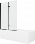 Vonia Mexen Vega su apdaila ir stiklo sienele, 160x70 cm + 120 cm (II), Baltas+Juodas/Transparent