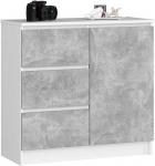 Komoda k 80 cm jerry 1 durys 3 stalčiai - balto betono