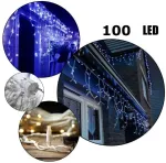 Happy People 100 LED 4 metrai lempučių lauko girlianda varvekliai su baltu laidu, mėlynos spalvos flash KK-9