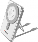 &bdquo;Verbatim Charge &lsquo;n&rsquo; Go 2C&ldquo; magnetinė belaidė i&scaron;orinė baterija su stovu, 5000 mAh, 2 &times; USB-C, Sidabrinis