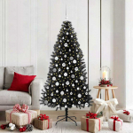 Kalėdų eglutė su 300 LED s stovu Juoda 180 cm PVC