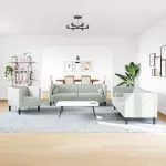 Svetainės sofa 3 vnt. &Scaron;viesiai pilka Aksomas