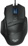Aula S12 Multi-krāsu apgaismojuma Vada Spēļu Optiskā pele 7 pogas 800-4800dpi ar ergonomisku formu Melna