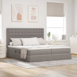 Lova su LED juostelių žibintais Taupe 200 x 200 cm audinys