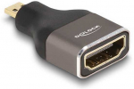 DELOCK HDMI Adapteris Micro-D Stecker zu A Buchse 8K 60 Hz grau Metall