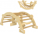 Montessori laipiojimo konstrukcija viduje, 2in1 medinis laipiojimo lankas, vaikams 2-4 metai, 110x52x45 cm, natūrali mediena