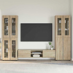TV spintelių komplektas su stalčių FLORIN 3 pcs Sonoma ąžuolas
