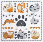 Abris Art Rinkinys siuvinėjimui kryželiu &bdquo;Meow-meow&ldquo; katė 35x35 cm AAH-281