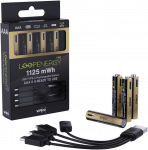 VERICO LoopEnergy 4-Pack AAA PRO - Wiederaufladbare USB-C Batterie AA 1,5V 1125mWh (750mAh) Li-Ion, USB-C, 4er Pack AA, 1 Kabelis USB -A auf 4 x USB-C