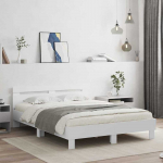 Lova Lovos rėmas su LED Balta 137 x 190 cm Apdirbta mediena