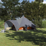 Tipi palapinė 5 žmonėms pilka ir oranžinė 600 x 600 x 347 cm