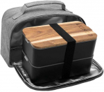 Pietų dėžutė su termo mai&scaron;eliu Akinod Bento+Lunch bag 11:58 Noir/Gris, AKI000045