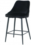 Re-stock Furniture Aksominė pusbario kėdė &bdquo;Deka&ldquo;, juoda