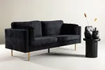 Venture Design trivietė sofa Boom, juoda/auksinė, poliesterinis veliūras