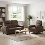 Sofa Sofos komplektas 2 vnt. Tamsiai pilka Dirbtinė suedė oda
