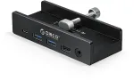 HUB USB Orico USB-C aktyvus, PowerDelivery 100W, HDMI 4K, RJ45, prisukamas prie stalo, juodas (MH8P-BK-BP)