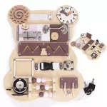 Medinė sensorinė lavinamoji lenta vaikams, me&scaron;kiukas, 12 dalių ECOTOYS