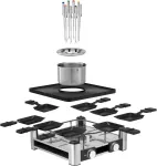 Wmf Lumero 3-in-1 gurmani&scaron;ka stotis 8 asmenims, raclette grilis fondiu, elektrinis, temperatūros reguliavimas, ap&scaron;vietimas, 1800 W, vietą taupantis, matinis nerūdijantis plienas