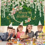 Hnmdmyi 2.7 x 1.8 m foto fonas žali lapai gėlės su gimtadieniu vestuvės gimtadienis kūdikio sutiktuvių dekoracijos reklaminis skydelis foto studijos rekvizitai vinilas