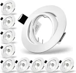Tofisr įleidžiamas prožektorius gu10 rinkinys, pasukamas led prožektorius montavimo rėmas apvalus matinis baltas, įleidžiamo &scaron;viestuvo montavimo rėmo i&scaron;vaizda, įskaitant gu10 lizdą led arba halogeninėms lemputėms, 10 vnt.