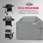 Grillman kepsninės uždangalas dujinei kepsninei, atsparus lietui, apsauginis Bbq uždangalas, atsparus dulkėms, kepsninės brezentas, kepsninės apsauga 132 x 66 x 109 cm - pilkas