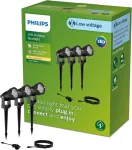 Philips Lauko žemos įtampos prožektoriai Caper, 3 vnt. rinkinys, 3 x 1,5 W, 24 V, 2700 Kelvinų, Ip67 atsparūs vandeniui, juodi