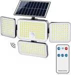 Onlywin saulės &scaron;viestuvai, skirti naudoti lauke su judesio davikliu, 304 led, 8500 k judesio daviklis, lauko saulės, 4 reguliuojamos galvutės, 3 &scaron;viesos režimai, ip65 vandeniui atsparus saulės judesio daviklis lauke, 1 vnt.