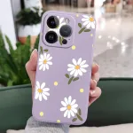 Leecg dėklas, skirtas iphone 15 pro, chrizantemų ra&scaron;to dizainas, skirtas iphone 15 pro mobiliojo telefono dėklui su mikropluo&scaron;to mink&scaron;tu skystu silikonu, skirtas iphone 15 pro apsauginiam dėklui - &scaron;viesiai violetinė 1