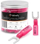 Wirefy raudonos &scaron;akės formos kabelių antgaliai, pagaminti i&scaron; alavuoto vario, susitraukianti jungtis, skylės skersmuo M5 - litavimo nereikalaujančios kabelių jungtys - &scaron;akės tipo spaustuko kabelių jungtis - 0,5-1,5 mm&sup2; - 150 vnt. pakuotė