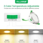 Lubinis &scaron;viestuvas Alusso led įleidžiami lubiniai &scaron;viestuvai 230 v ip44, 4 w, reguliuojamo ry&scaron;kumo, 55&ndash;68 mm montavimo skersmuo, mini slim, 30 mm itin plonas, &scaron;iltai balta 3 000 k, neutrali balta 4 000 k, &scaron;altai balta 6 500 k, 6 vnt. rinkinys
