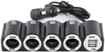 Automobilinis cigarečių degiklio skirstytuvas PNI Lighter 04 12V / 24V 4 i&scaron;vestys, 2xUSB, LED indikatorius