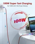 Riitop Usb-c į Usb-c kabelis 100 W 2 m, Pd greitas įkrovimas 20 V, 5 A, Usb Type-c kabelis Gen2 20 Gbit/s, 4k vaizdo perdavimas