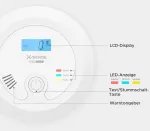 X-sense co detektorius su keičiama baterija ir lcd ekranu, įskaitant co03b anglies monoksido detektorių su bandymo mygtuku ir led būsenos lempute iki 60 m