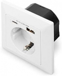 Digitus Skaitmenas | Apsauginis ki&scaron;tukas, skirtas montuoti įleidžiamas, su 1 x USB Type-C, 1 x USB A