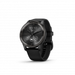 I&scaron;manusis laikrodis Garmin v&iacute;vomove&reg; Trend, Skalūno spalvos nerūdijančiojo plieno apvadas, su juodu korpusu ir silikoniniu dirželiu