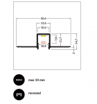 LED juostos profilis HIDE10 C4, anoduotas aliuminis, 2m